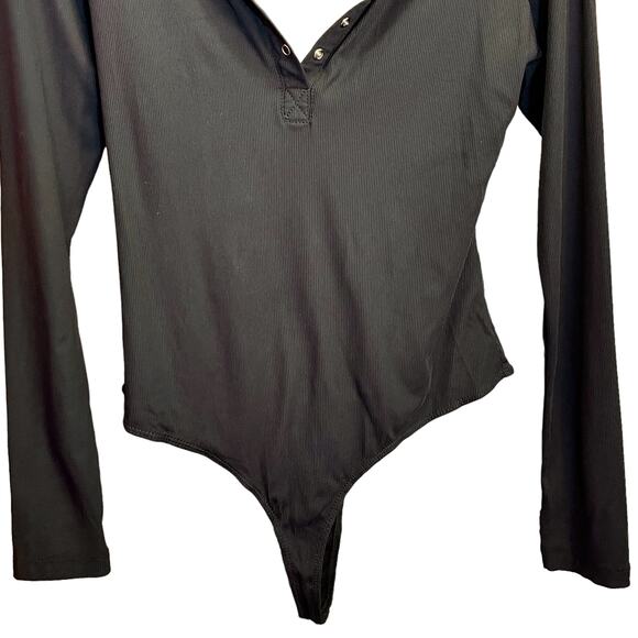 Body One Piece Body Suit Black Open Back Snap Button Large - Picture 8 of 8